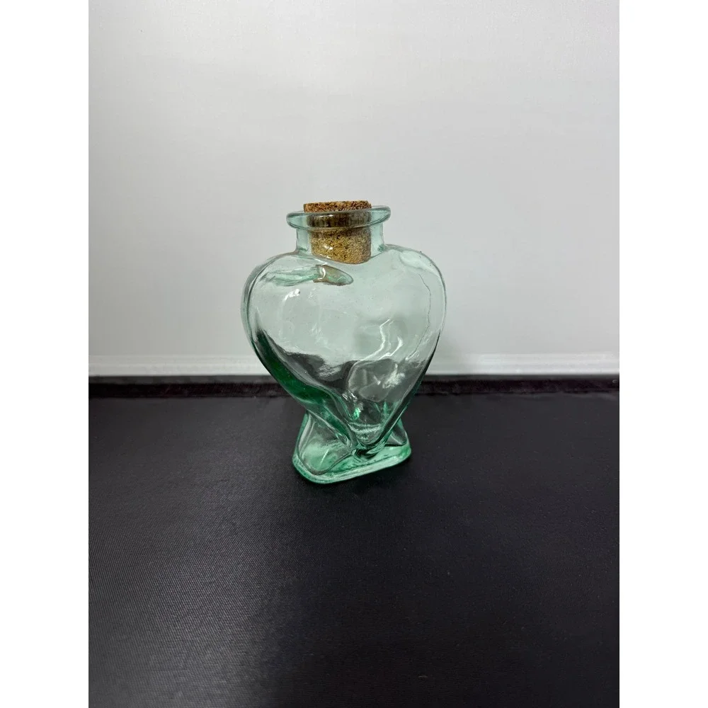 Heart Shaped Glass Bottle Jar with Cork Stopper Made in‎ Spain Decorative vase